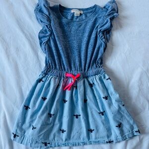Crewcuts J. Crew Girls Adorable Preppy Blue Ruffled Bee Flare Print Dress Size 2